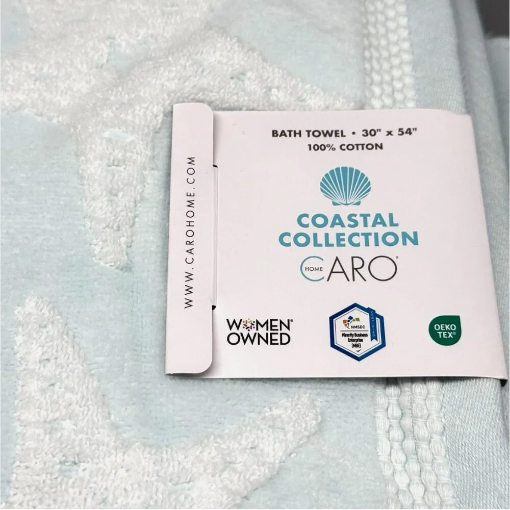 4pc Caro Home Light Blue Starfish 2 Bath 2 Hand Towel Set Ocean Coastal Beach